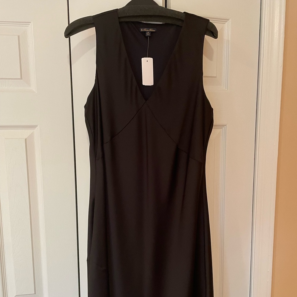 Brooks Brothers black midi slip dress size 14 new with tags